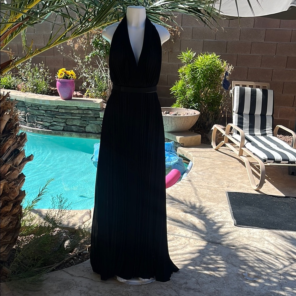 H by Halston Black Halter Maxi Gown - Picture 4 of 12